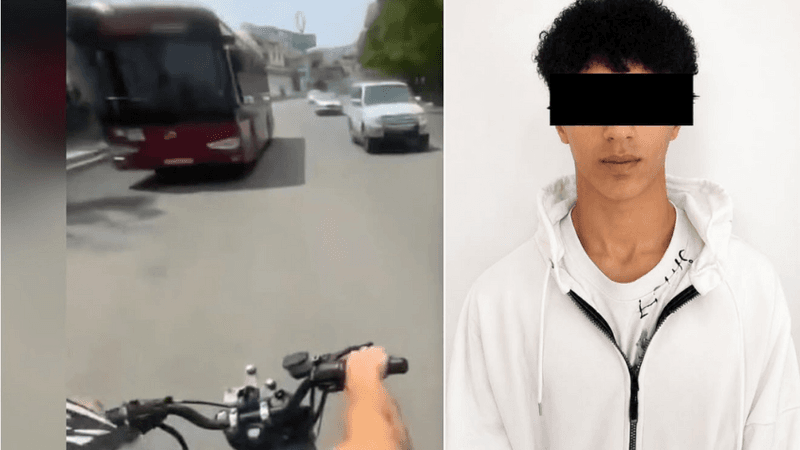 Bakıda qaydaları kobud pozan motosiklet sürücüsü saxlanıldı